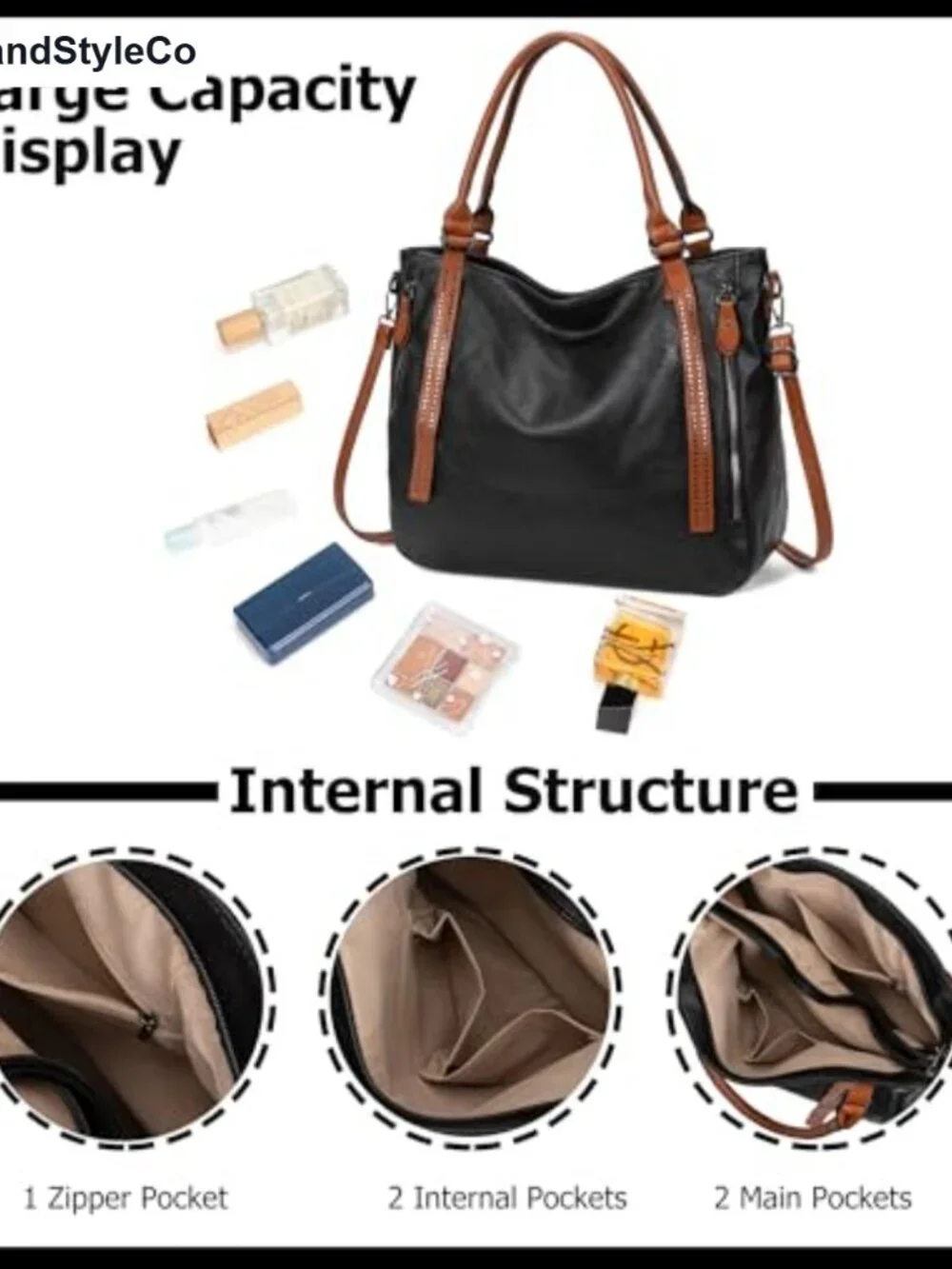 Vintage Slouchy Tote Bag Vegan Leather Hobo Shoulder Bag with Adjustable Strap